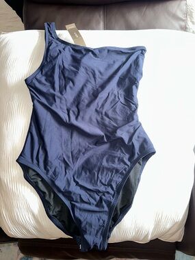 J. Crew Navy One-Shoulder One-Piece Swimsuit Size 6 NWT